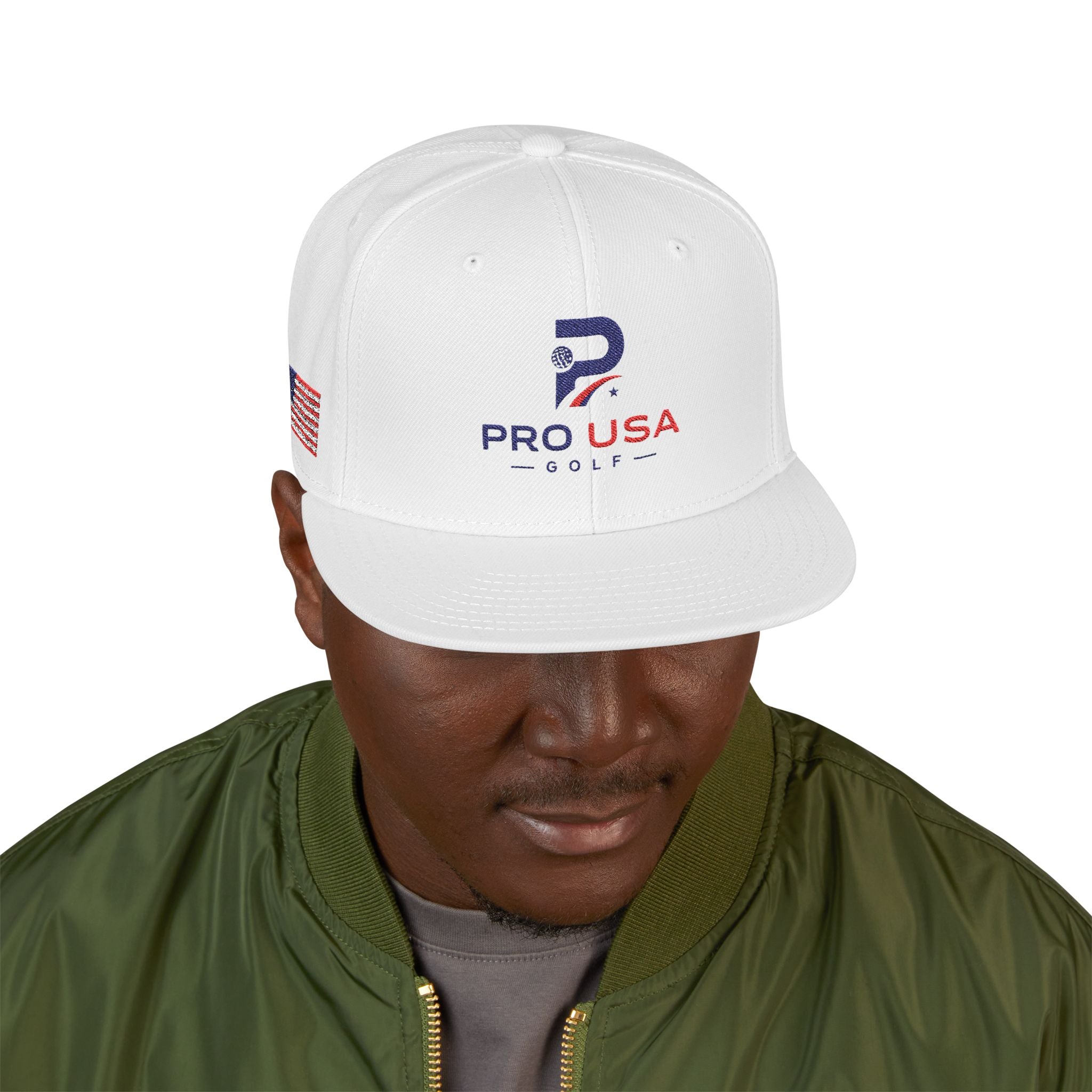 Patriotic Embroidered Snapback Hat - USA Flag & 'PRO USA' Design